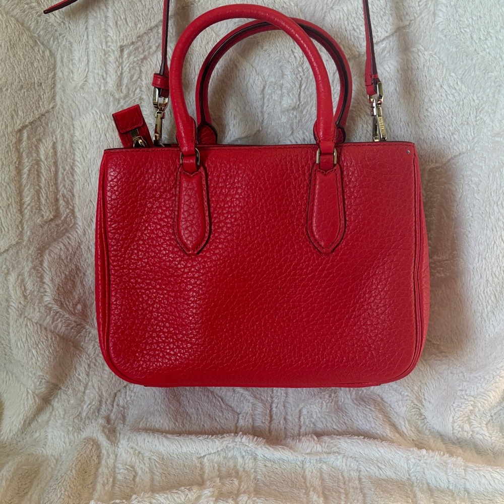 kate spade vibrant red pebbled leather satchel - Picture 3 of 16